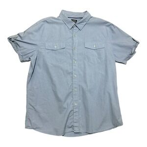 APT. 9 Men's XL Light Blue Slim Fit Short Sleeve Casual Shirt Stretch